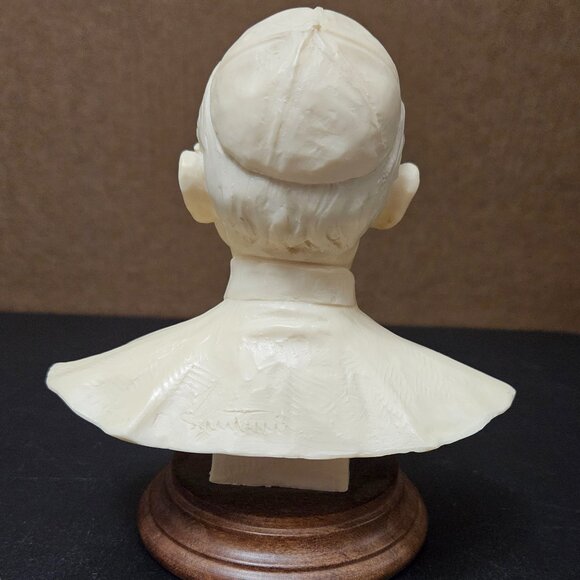 A. Santini Bust of Pope John Paul II on a Wood Base - Picture 2 of 13